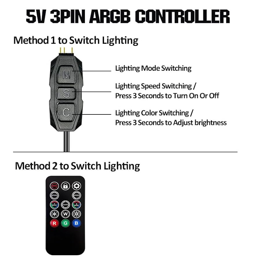 ARGBファン 3点セット＋コントローラー Amazon.co.jp: ARGB コントローラー、5V 3ピン ミニ ARGB PC